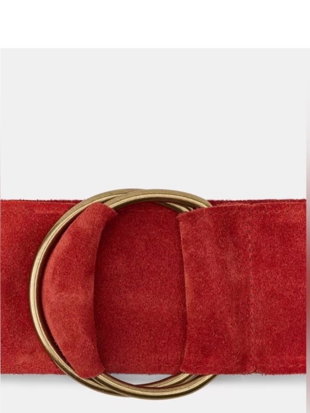 Zara Crimson Suede Double-Ring Belt with Gold-Tone Buckles